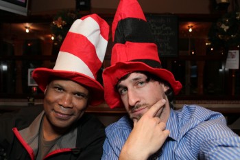 DJ Maskell and Dave Russell at the Stupid Hat Party